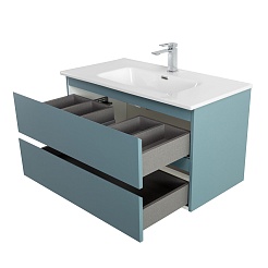 BelBagno Тумба под раковину Kraft 80 подвесная Голубой матовый – фотография-9